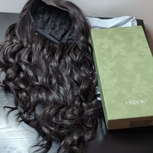 24 In 200% Density Human Hair Blend Middle Part Body Wave Wig Natural Black